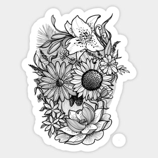 Flower skull illustration Sticker